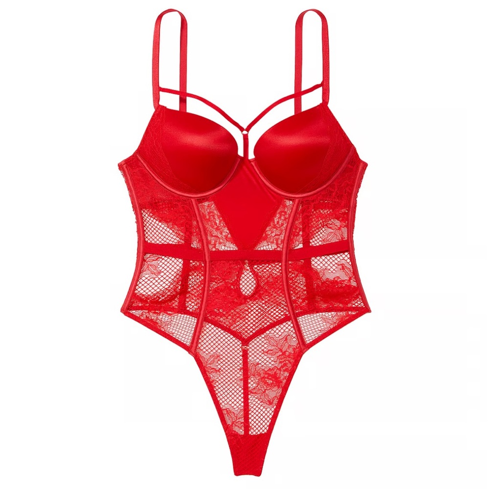 NWT Victoria’s Secret Very Sexy Bombshell Fishnet Floral Teddy, Size M